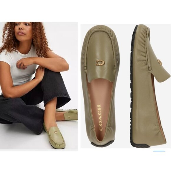 Coach Ronnie Loafer C Logo Leather Driving Shoes Slip On Minimalist Comfort Flat - Picture 1 of 16